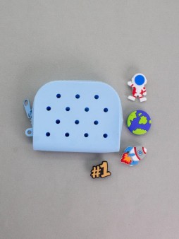 Брелок-кошелёк с силиконовыми значками "Космос", синий (8*10 см)