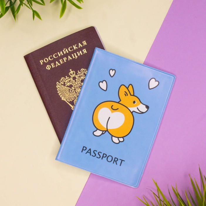 ОБЛОЖКА ДЛЯ ПАСПОРТА &quot;Cute corgi&quot;, плотность 600 мкм 