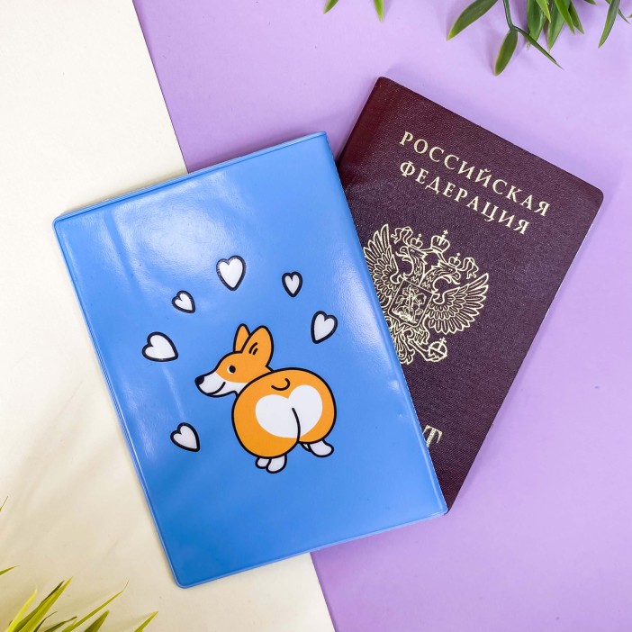 ОБЛОЖКА ДЛЯ ПАСПОРТА &quot;Cute corgi&quot;, плотность 600 мкм 
