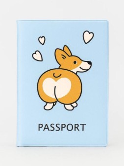 ОБЛОЖКА ДЛЯ ПАСПОРТА "Cute corgi", плотность 600 мкм