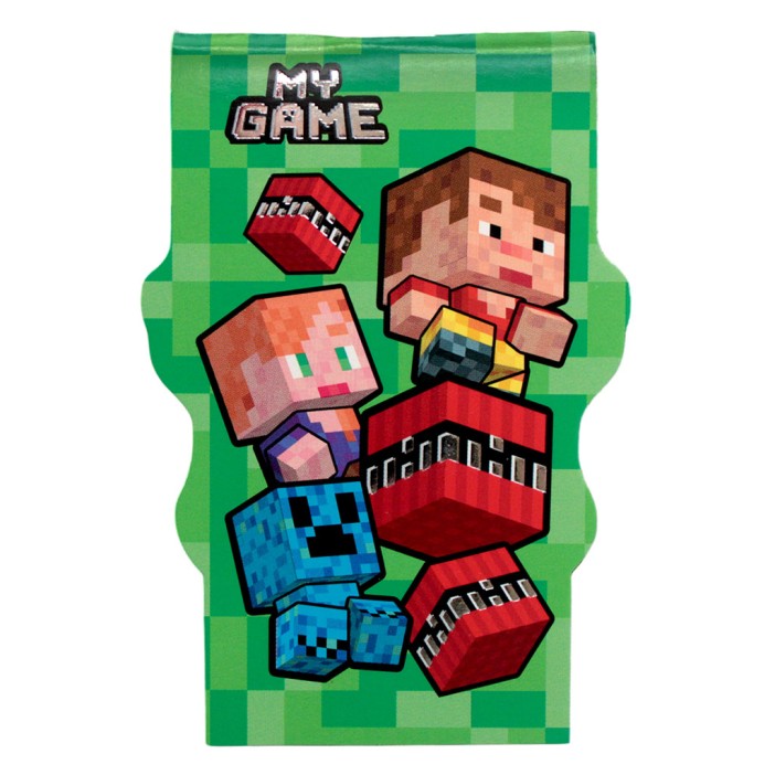 Блокнот фигурный А7 "My Game-5", 40л, на скрепке, тиснение серебряной фольгой 