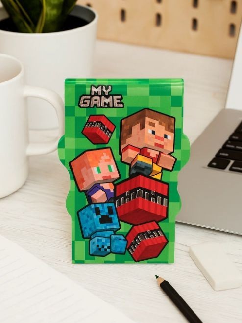 Блокнот фигурный А7 "My Game-5", 40л, на скрепке, тиснение серебряной фольгой 