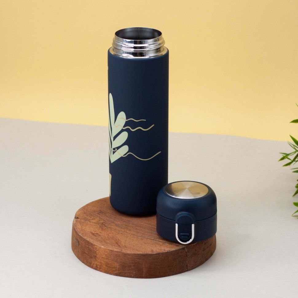 Термос "Leaves", dark blue (450 ml)