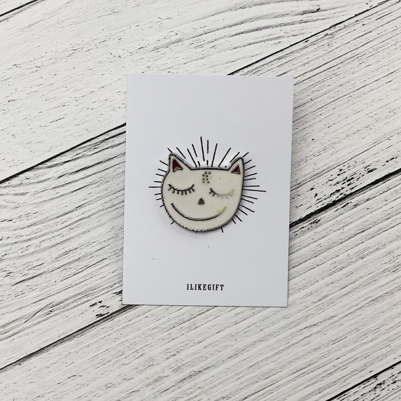 Значок &quot;Cute cat&quot;, white 