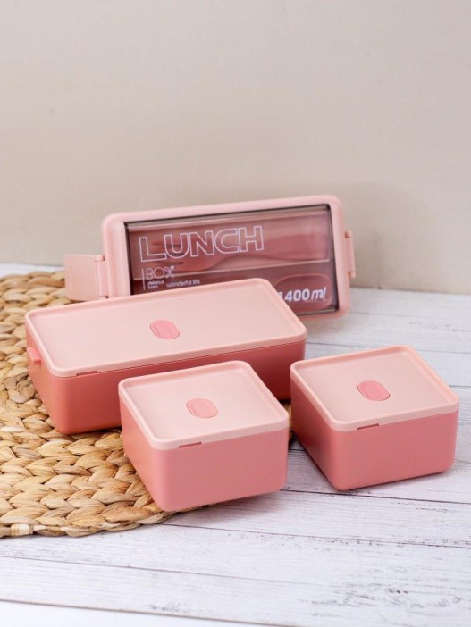 Ланчбокс &quot;Big life&quot;, pink (ложка+вилка), 1400 мл 