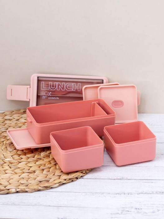 Ланчбокс &quot;Big life&quot;, pink (ложка+вилка), 1400 мл 