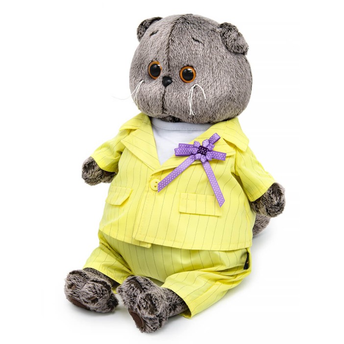 Мягкая игрушка &quot;Кот Басик в костюме в полоску&quot; (19 см) 