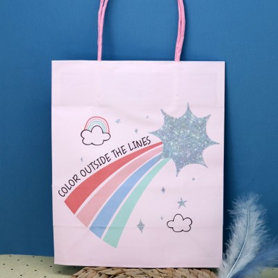 Пакет подарочный (S) «Rainbow cloud», pink (21*25.5*10)