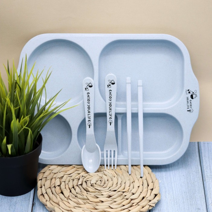 Тарелка с секциями &quot;Classic&quot;, green (ложка+вилка) 