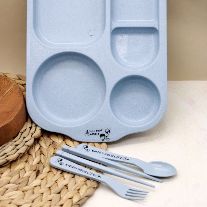 Тарелка с секциями &quot;Classic&quot;, green (ложка+вилка) 