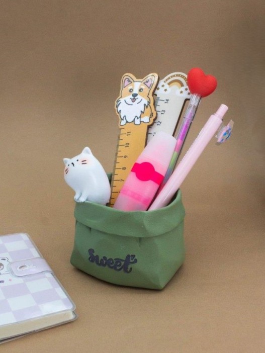 Подставка для канцелярских принадлежностей / Кашпо &quot;Sweet cat&quot;, green 