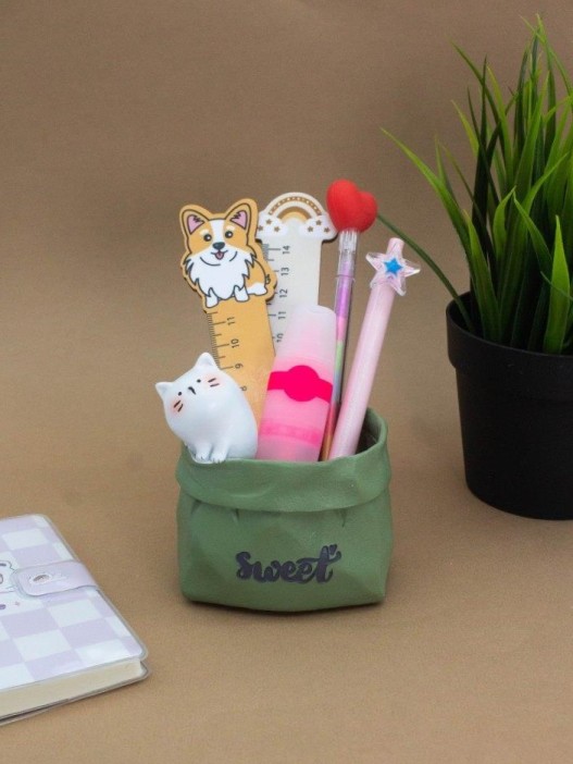 Подставка для канцелярских принадлежностей / Кашпо &quot;Sweet cat&quot;, green 