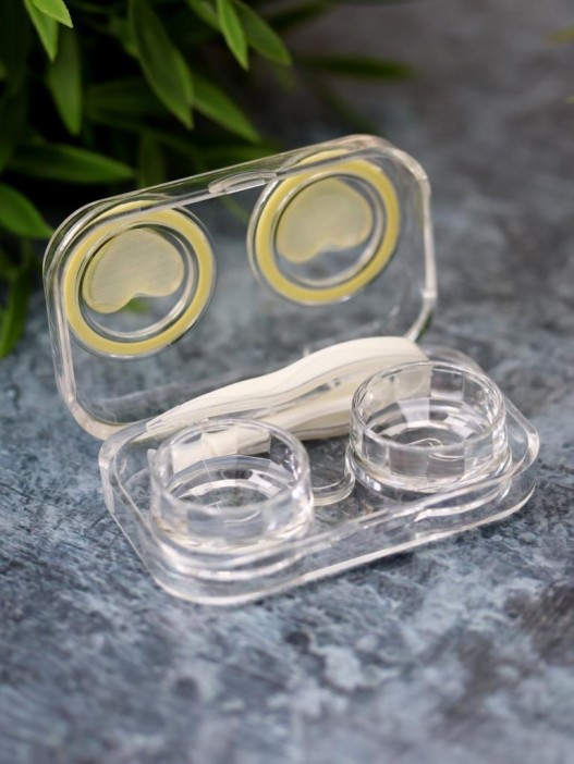 Контейнер для линз «Circle hearts», yellow 