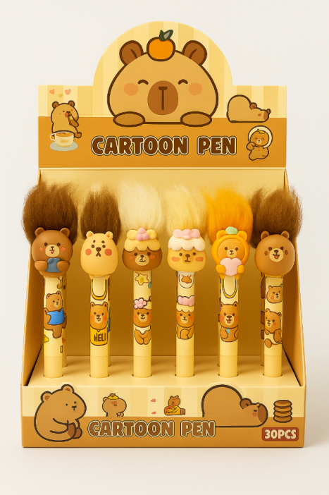 Ручка с волосами &quot;Capybara with hair&quot;, mix 