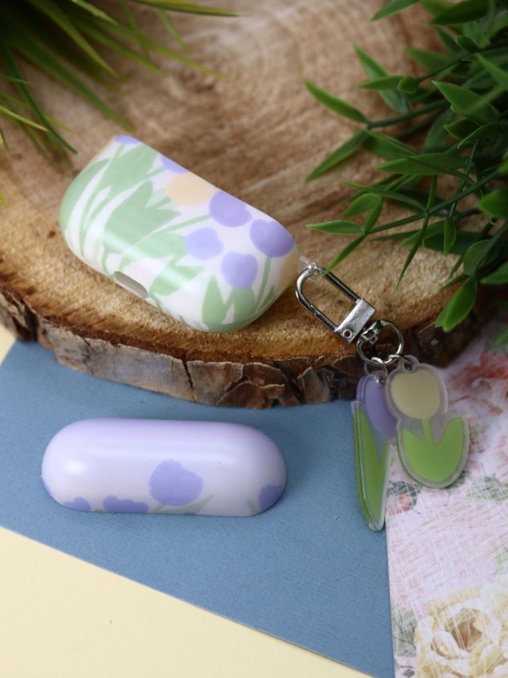Чехол для AirPods Pro "Flower mix", yellow-purple