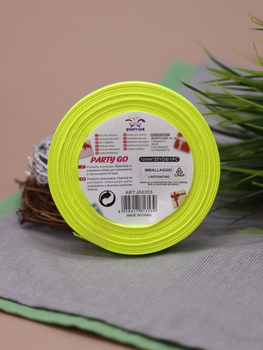 Лента для декора и подарков &quot;Ribbon of Joy&quot;, neon light green (1 см*1 м) 