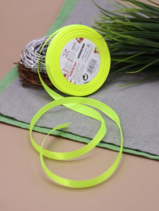 Лента для декора и подарков &quot;Ribbon of Joy&quot;, neon light green (1 см*1 м) 