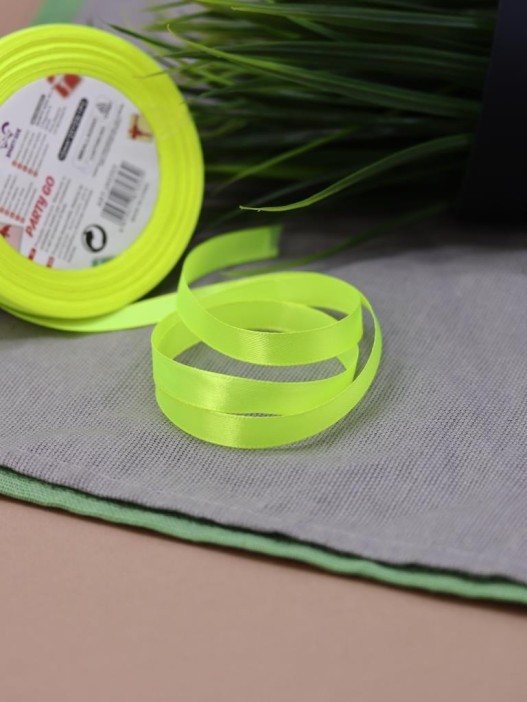 Лента для декора и подарков &quot;Ribbon of Joy&quot;, neon light green (1 см*1 м) 