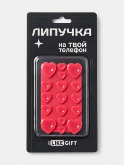 Силиконовая липучка для телефона iLikeGift  "Сердца", красная (8,7 х 5 см)