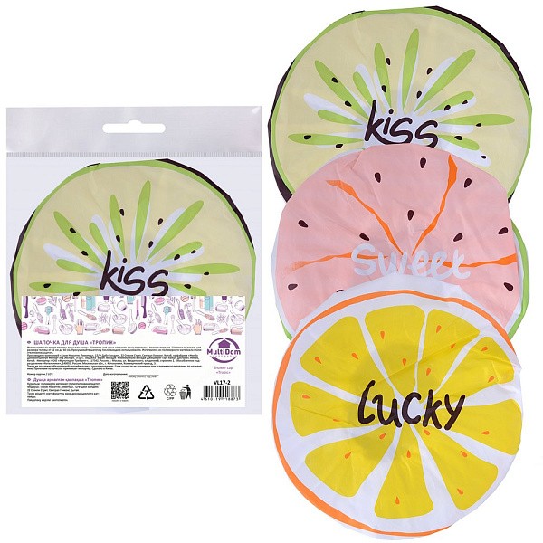 Шапочка д/душа &quot;Тропик&quot; (размер 52~60 см), 3 диз 