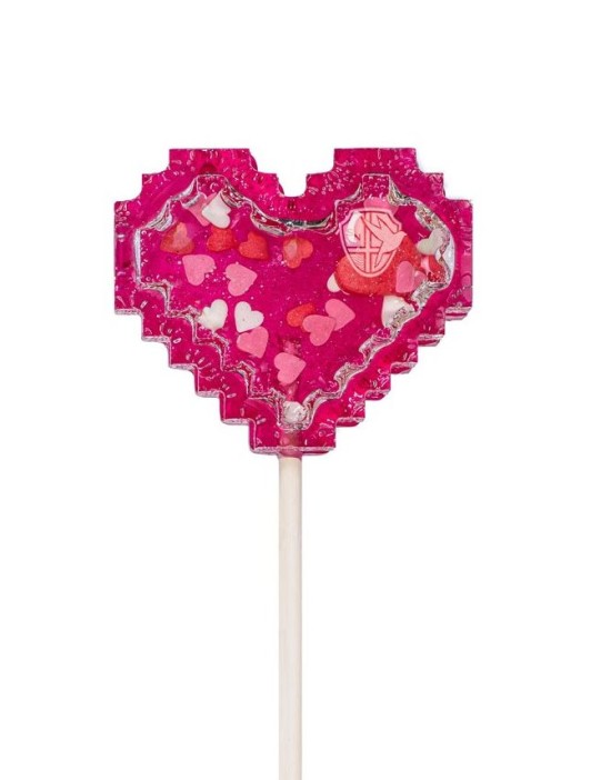 Карамель леденцовая изомальт &quot;Погремушка-Сердце&quot; ш/б 30шт х 30гр (земляника, малина), ср.г. до 01.01.26 