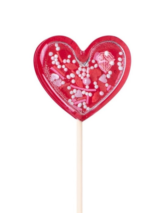 Карамель леденцовая изомальт &quot;Погремушка-Сердце&quot; ш/б 30шт х 30гр (земляника, малина), ср.г. до 01.01.26 