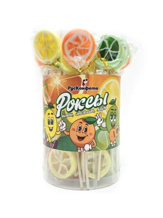 Леденцы &quot;Роксы&quot;, лимон, лайм, апельсин (шоубокс - 35 шт.) 