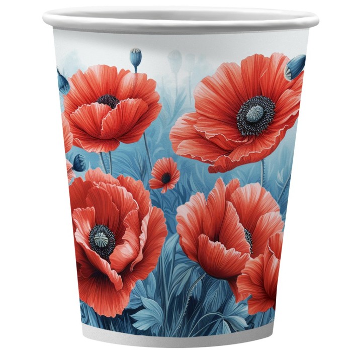 Набор бумажных стаканов 6 шт. &quot;Маки яркие&quot;, 250 мл 