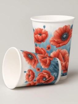 Набор бумажных стаканов 6 шт. "Маки яркие", 250 мл