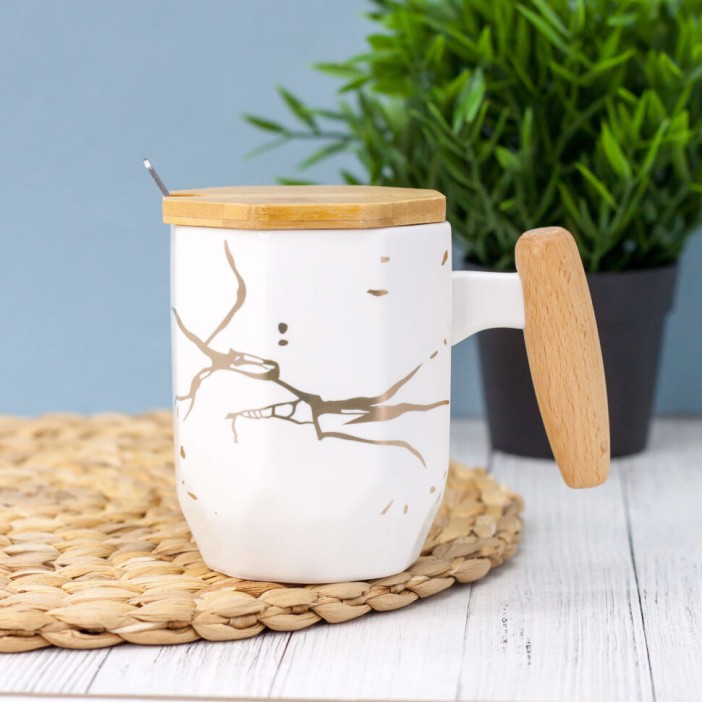 Кружка "Marble wood", white (420ml) 