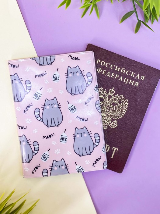 ОБЛОЖКА ДЛЯ ПАСПОРТА &quot;Meow&quot;, плотность 600 мкм 
