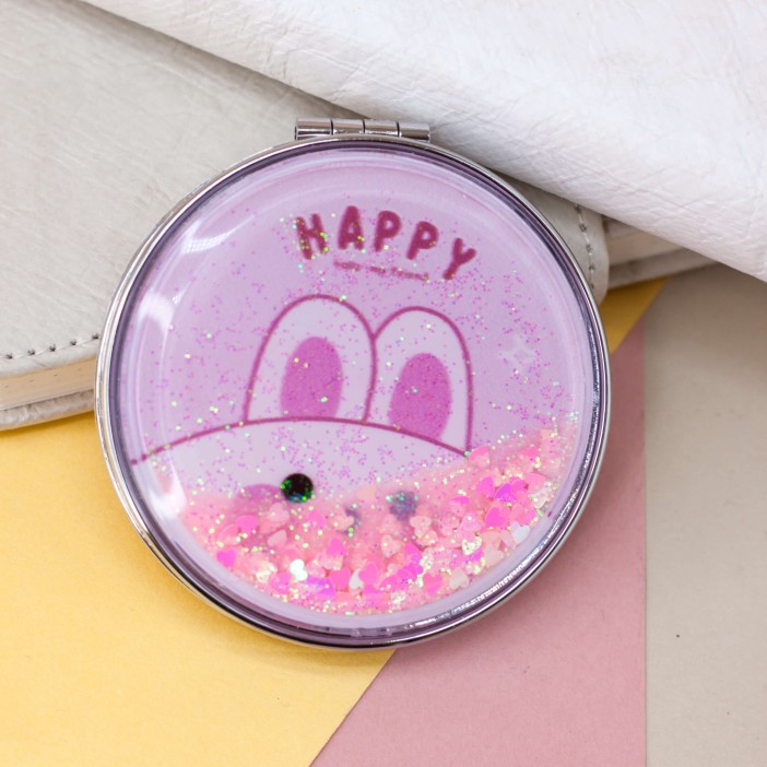 Зеркало-шейкер раскладное &quot;Friend bunny&quot;, pink (7*7 см) 