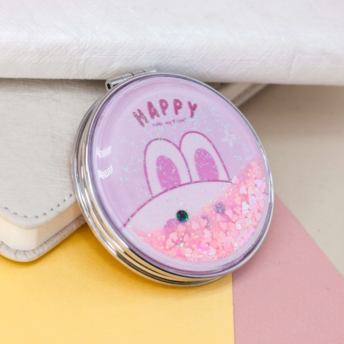 Зеркало-шейкер раскладное &quot;Friend bunny&quot;, pink (7*7 см) 
