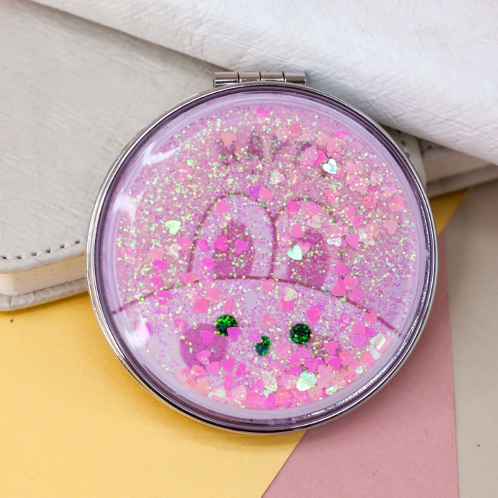 Зеркало-шейкер раскладное &quot;Friend bunny&quot;, pink (7*7 см) 