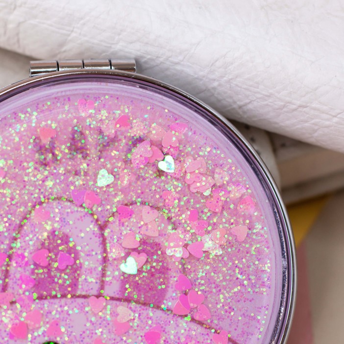 Зеркало-шейкер раскладное &quot;Friend bunny&quot;, pink (7*7 см) 