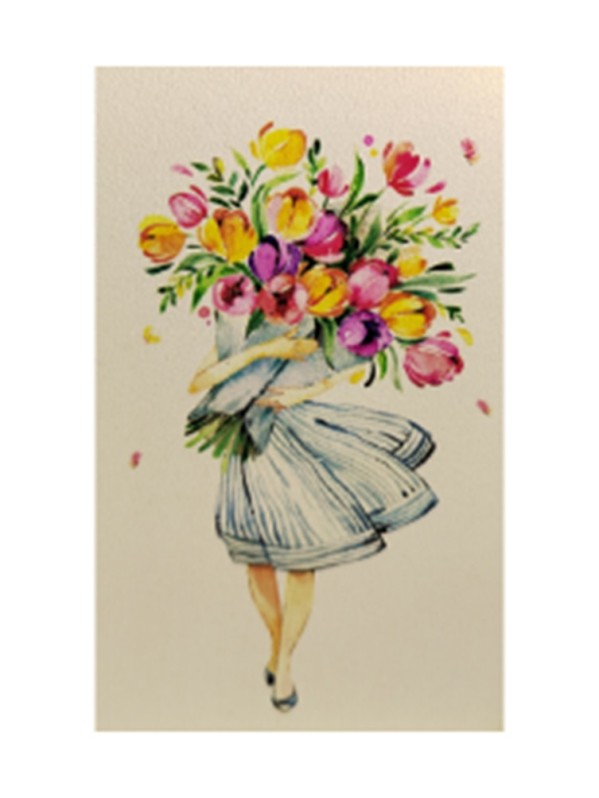 Открытка деревянная "Букет цветов" 