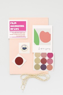 Упаковочный набор д/подарков (2 листа+лента+открытка+5 наклеек) "Coral harmony", 50x70см