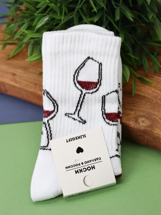 Носки женские "Wine", р. 35-40, белый 