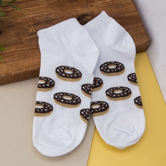Носки женские "Donuts black", белый, р. 35-40 