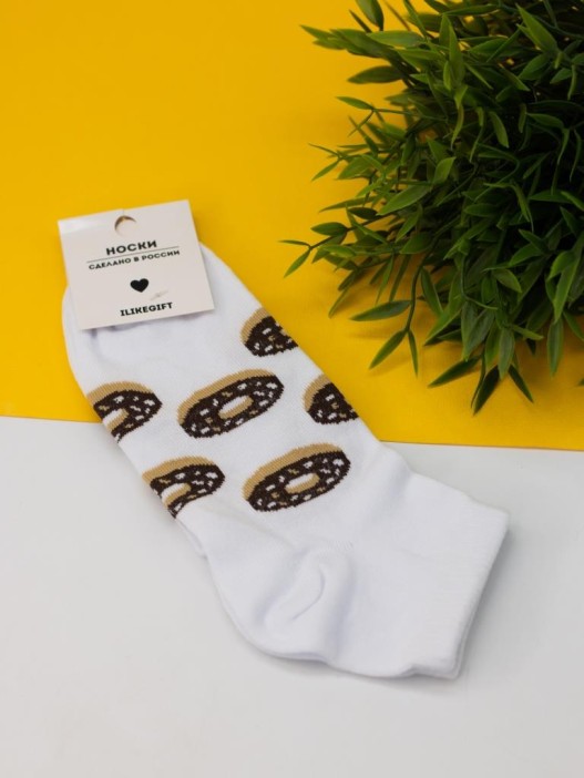Носки женские "Donuts black", белый, р. 35-40 