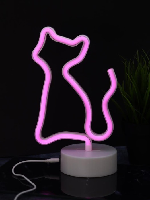 Неоновый LED ночник настольный &quot;Cat&quot;, розовое свечение (24х16 см) 