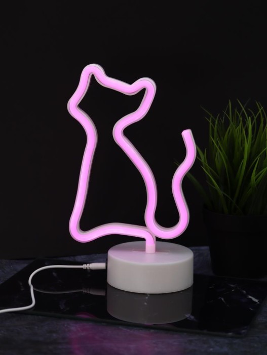 Неоновый LED ночник настольный &quot;Cat&quot;, розовое свечение (24х16 см) 