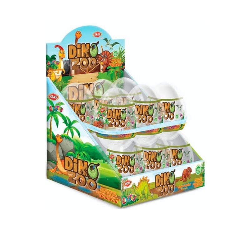 Набор Яйцо огромное Пластик "ДИНО ЗОО" с игрушкой и сахарным драже, 12шт. 