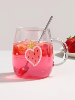Кружка стеклянная "Love in strawberries", pink (470 мл)