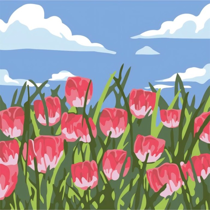 Картина по номерам на подрамнике Draw Me! «Tulip field», (20*20 см) 