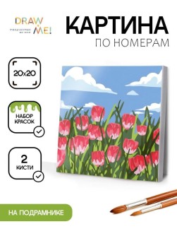 Картина по номерам на подрамнике Draw Me! «Tulip field», (20*20 см)