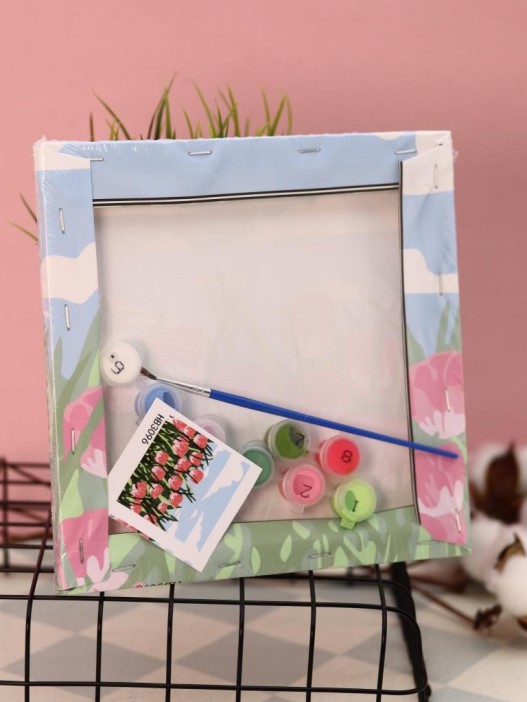 Картина по номерам на подрамнике Draw Me! «Tulip field», (20*20 см) 