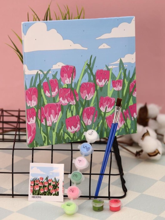 Картина по номерам на подрамнике Draw Me! «Tulip field», (20*20 см) 