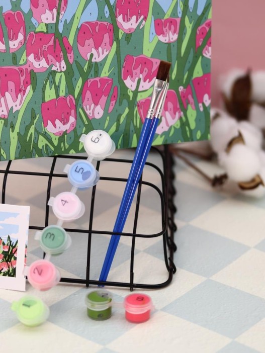 Картина по номерам на подрамнике Draw Me! «Tulip field», (20*20 см) 