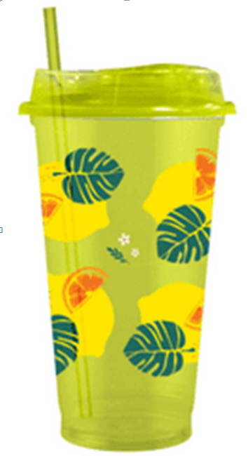 Стакан тамблер &quot;Summer colors Leaves&quot; с трубочкой, green (400 ml) 